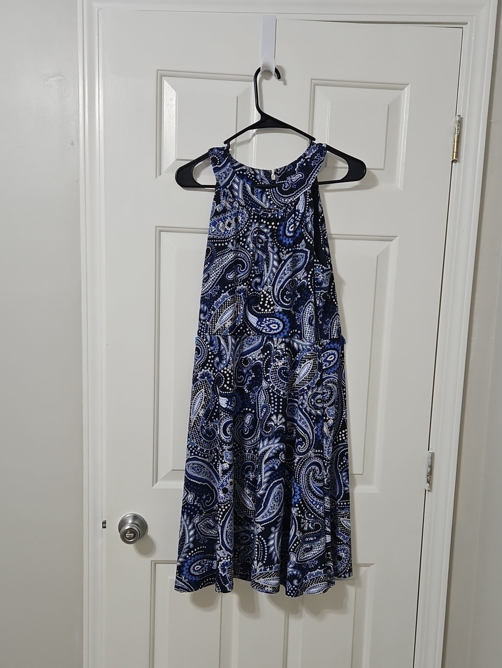Tommy Hilfiger Navy and White Paisley Halter Midi Dress
